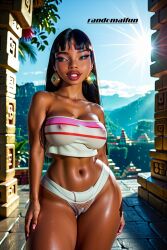 3d ai_art ai_generated ass big_ass big_breasts big_butt breasts caramel-skinned_female chel chel_(the_road_to_el_dorado) child_bearing_hips curvaceous curvy curvy_figure dark-skinned_female dark_skin dreamworks female gigantic_thighs hourglass_figure inminent_sex latina outdoors pussy randomaifun realistic seductive sexy smile smiling tagme the_road_to_el_dorado thick_ass thick_hips thick_legs uncensored voluptuous
