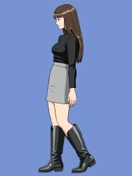 1female 1girls adult adult_female asian asian_female asian_girl black_boots black_sweater boot_fetish boots breasts brown_hair brown_hair_female chest clothes enkaboots fashion fashionista female female_focus female_only grey_skirt knee_boots kneehigh_boots leather leather_boots leather_clothing long_hair long_hair_female long_legs long_skirt not_porn original original_character original_characters pencil_skirt safe safe_for_work sfw skirt sweater tall_boots turtleneck turtleneck_sweater
