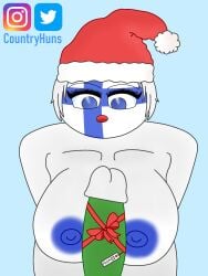 1boy 1girls 2d 2d_(artwork) :o anthro artist_name background big_breasts blue_background blue_eyes blue_nipples boobfuck boobjob breast_focus breasts busty christmas completely_naked completely_nude country countryhumans countryhumans_girl countryhuns curvaceous curves curvy curvy_body curvy_female curvy_figure cute cute_expression cute_face cute_female female finland_(countryhumans) flags front_view genitals gift_wrapped green_penis happy_female hungary_(countryhumans) imminent_blowjob imminent_oral instagram instagram_link instagram_username kneeling looking_at_penis male naked naked_female national_personification nude nude_female partners penis round_head santa_hat simple_background thick twitter twitter_link twitter_username voluptuous voluptuous_female white_body white_breasts white_hair white_skin wrapped wraps