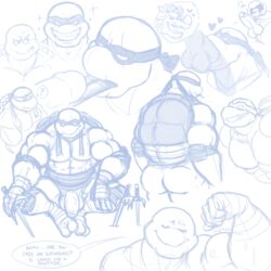 ? abs anothermeekone anthro ass balls biceps deep_throat english_text erection fellatio flexing heart male male_only mask muscular muscular_male oral pecs penis reptile rocksteady scalie sex smile speech_bubble teenage_mutant_ninja_turtles text tongue tongue_out turtle uncut weapon yaoi