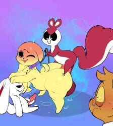 4boys animal_genitalia animal_penis animated ass balls big_ass big_balls blush blush_lines canid canine canis chikn_nuggit chikn_nuggit_(chikn_nuggit) cock collar dick domestic_dog embarrassed floppy_ears gay gay_sex glorianmarsnsfw hand_on_head hawt_saus_(chikn_nuggit) iscream_(chikn_nuggit) kinkykong konni konnikokonni leash leash_and_collar leash_pull leashed_collar male male_only on_top_of_another one_eye_closed onyn_ring_(chikn_nuggit) penis penis_in_ass rabbit sex smiling sound squirrel sticking_out_tongue tagme thick_ass threesome video watching watching_sex