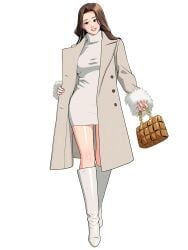 1female 1girls adult adult_female asian asian_female asian_girl boot_fetish boots brown_hair clothes coat enkaboots fashion fashionista female female_focus female_only fur fur_trim fur_trim_(clothing) fur_trimmed_coat handbag high_heel_boots high_heels knee_boots kneehigh_boots leather leather_boots leather_clothing long_coat long_hair long_hair_female long_legs looking_at_viewer not_porn original original_character original_characters safe safe_for_work sfw smiling smiling_at_viewer tall_boots tight_clothing tight_dress turtleneck turtleneck_dress white_boots white_dress
