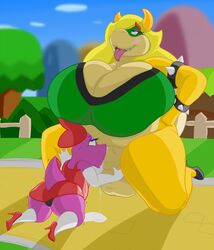 1futa 1girls :>= animal_genitalia anthro balls big_breasts birdo blowjob bowser breasts cleavage clothing cum dickgirl dress fellatio female female_bowser footwear full_body furry futa_on_female futanari genderswap high_heels huge_breasts intersex invalid_tag kneeling leggings legwear living_fleshlight long_hair makeup mario_(series) mcnasty nintendo oral oral_sex outdoors penis sex shoes sucking super_mario_bros. testicles tongue tongue_out video_games