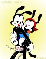 anal animaniacs clothing cum hat incest male masturbation penis shirt stefanescu tongue tongue_out wakko_warner warner_brothers yakko_warner yaoi