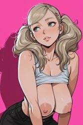ai ai_generated ann_takamaki blonde_female blonde_hair breasts exibitionism female huge_breasts model nipples persona persona_5 pinup