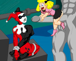 baby_doll bad_art batman:_the_animated_series batman_(series) big_penis dc dc_comics dcau female giant_penis handjob harley_quinn harley_quinn_(classic) imminent_oral imminent_rape killer_croc mary_dahl partial_male penis superblast tied