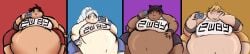 bbw blake_belladonna breasts fat female huge_belly huge_breasts morbidly_obese obese overweight ruby_rose sociuscomrade ssbbw sweat weiss_schnee yang_xiao_long