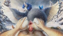 ambiguous_feral ambiguous_gender animal_genitalia anthro anthro_on_anthro anthro_penetrated anthro_penetrating anthro_penetrating_anthro anthro_pov anus ass avian blue_hair blue_wings bodily_fluids butt_grab canid canine day feathered_wings feathers female female_anthro female_penetrated feral first_person_view fox fur gaping gaping_anus genital_fluids genitals grey_body grey_fur grey_tail grey_wings group hair hand_on_butt hi_res looking_at_viewer looking_back looking_back_at_viewer lostgoose male male/female male_penetrating male_penetrating_female male_pov mammal open_mouth open_smile outside penetration penile penile_penetration penis penis_in_vagina plant raised_tail rear_view red_anus red_penis sex sheath short_hair sky smile snow snowing solo_focus tail tan_body tan_fur tan_sheath tree trio urine urine_in_ass urine_on_penis vaginal_penetration vaginal_penetration watersports white_body white_fur white_wings wings yellow_eyes