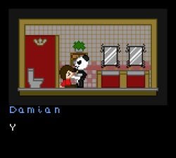 animated anthro anthro_penetrating anthro_penetrating_human balls bathroom bear big_penis bottle bullying container damian_(magician's_quest) dialogue digital_media_(artwork) duo english_text face_fucking fellatio female forced forced_oral genitals giant_panda hi_res homophobic_slur huge_cock human human_on_anthro human_penetrated humiliation insult interspecies irrumatio long_playtime loop luigibottle magician's_quest:_mysterious_times male male/female mammal oral penetration penile penis penis_in_mouth pixel_(artwork) pixel_animation rape sex text threatening threatening_violence