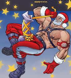 armband beard boots christmas erect_nipples erection gloves harness male_only nipple_rings penis_out pierced_nipples ribbon_pull santa_claus santa_hat starry_background tagme tied_penis topless wrapped_penis