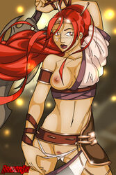 female female_only heavenly_sword long_hair nariko navel nipples one_breast_out pubic_hair pussy randomsin red_hair sword tagme