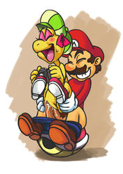 bittenhard blush closed_eyes cum female happy_sex human koopa koopa_troopa kylie_koopa male mario mario_(series) mario_and_luigi_(series) nintendo open_mouth pants_down penis sex smooth_skin straight vaginal_penetration