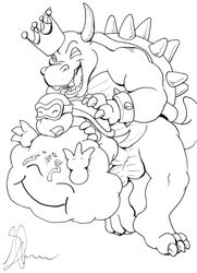 anal anthro balls barefoot bowser claws closed_eyes crown cum cum_while_penetrated furry glenn king_koopa koopa lakitu male male_only mario_(series) monochrome nintendo nude open_mouth penis reptile scalie sex straight_hair the_super_mario_bros._super_show! yaoi