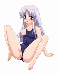 azmaria_hendric barefoot chrono_crusade feet red_eyes silver_hair sugimura_tomokazu swimsuit tagme toes