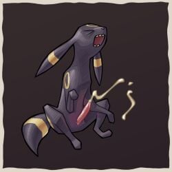 1boy 2d 2d_(artwork) animal animal_penis closed_eyes comfortik cum cumshot dark_blue_body dark_skin growling head_up long_ears open_mouth orgasm paws pokemon pokemon_(species) screaming sharp_teeth simple_background sitting solo solo_male tagme tail umbreon