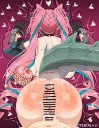 1boy absurdres anus arknights arknights:_endfield ass back bar_censor black_gloves blue_hair breasts censored cross_section cum cum_in_pussy detached_sleeves dragon_girl dragon_horns ejaculation female fertilization gloves heart highres horns impregnation large_breasts multicolored_gloves multicolored_hair ovum ovum_with_heart pink_gloves pink_hair sex sex_from_behind signature straight stukov twintails yvonne_(arknights)