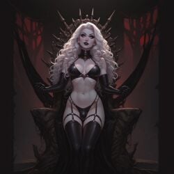 ai_generated athletic_futanari big_breasts black_lipstick black_makeup blindparty civitai dickgirl futanari goth goth_futa lady_death lingerie pale-skinned_futanari pale_skin penis solo throne throne_room white_eyes white_hair