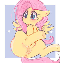 anus atori digital_media_(artwork) equine female feral fluttershy_(mlp) friendship_is_magic hair horse mammal my_little_pony nude pegasus pink_hair pony pussy solo wings