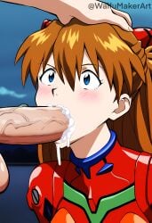 1boy 1boy1girl 1girls ai_generated asuka_langley_sohryu blowjob blush cock cum cum_in_mouth cum_inside ejaculation embarrassed fellatio female gainax hi_res high_resolution highres huge_cock huge_nipples male male/female medium_breasts neon_genesis_evangelion penis plugsuit surprise surprised surprised_expression veiny_penis waifumakerart wide_eyed