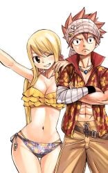 fairy_tail frilled_bikini lucy_heartfilia medium_breasts natsu_dragneel tagme