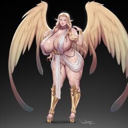 big_breasts blonde_hair huge_breasts pinkdrawz voluptuous wings