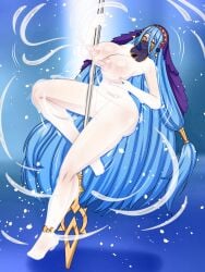 1girls areola areolae azura_(fire_emblem) azura_(performing_arts)_(fire_emblem) barefoot big_nipples blue_hair breasts commission covered_in_milk dancer dancer_outfit dancing erect_nipples female female_only fire_emblem fire_emblem_fates fire_emblem_heroes gold_eyes highres huge_breasts lactating lactation lactation_without_expressing large_breasts long_hair long_nipples looking_at_viewer loutaniart magic milk milk_stream milkbending mouth_veil mysterious_dancer nintendo nipples nude nude_female pendant perky_breasts perky_nipples pink_nipples pole pole_dancer pole_dancing prostitute puffy_nipples pussy pussy_juice seductive shaved_pussy snowflake snowflakes solo solo_female story_at_source thick_thighs veil very_long_hair wide_hips yellow_eyes