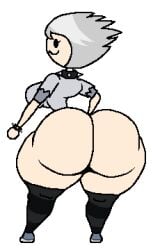 1girls :3 ass battle_for_dream_island bfdi big_ass collar czartheczar female female_only full_body grey_hair keelgabeytheart looking_back naily_(bfdi) object_shows shoes smile socks solo solo_female spiked_collar thighhighs