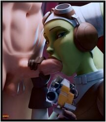 1boy 1girls 3d erection fellatio female green_skin hera_syndulla male oral oral_sex penis snafusevsix star_wars star_wars_rebels twi'lek