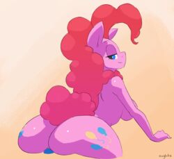 2017 animated anthro anthrofied anus ass bad_id bad_tumblr_id blue_eyes breasts bubble_butt cutie_mark dildo dock earth_pony equine female female_focus female_only friendship_is_magic furry hair half-closed_eyes hasbro horse looking_back mammal masturbation my_little_pony nude oughta penetration pink_hair pink_tail pinkie_pie_(mlp) pony pussy sex_toy simple_background smile solo straight_hair vaginal_penetration