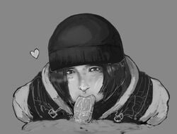 1boy 1girls blowjob duo fellatio frost_(rainbow_six) heart looking_at_partner mouthful oral penis rainbow_six rainbow_six_siege tagme tom_clancy wrongnhoka