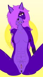 2025 abdominal_scar abs absurd_res amputee anthro anus areola arm_scar ass athletic athletic_anthro athletic_female barbell_piercing bedroom_eyes breasts butt_scar canid canine canis chest_scar crotch_tuft disability ear_piercing ear_ring ear_scar eye_scar eyelashes eyeshadow facial_piercing facial_scar female flat_colors fur genitals hair hair_over_eye hi_res inviting inviting_viewer leg_scar lip_piercing lip_ring lip_scar lipstick long_hair looking_at_viewer luna_oliver makeup mammal medium_breasts missing_arm multicolored_body multicolored_fur narrowed_eyes nipple_barbell nipple_piercing nipples nude nude_anthro nude_female piercing pink_hair presenting presenting_anus presenting_vulva purple_body purple_eyes purple_fur reclining ring_piercing scar scars_all_over seductive sharess'_chosen simple_background smile smiling_at_viewer smirk smirking_at_viewer snout solo spread_legs spreading thigh_scar tuft vulva watermark wolf