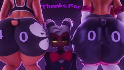 3d_(artwork) animated between_thighs dancing digital_media_(artwork) female female/female group helluva_boss hi_res lordpyro9 lpyro9 male male/female moxxie_(helluva_boss) nottanj_(modeler) rouge_the_bat sega short_playtime sonic_(series) sonic_the_hedgehog_(series) sound swaying tagme text trio valorlynz_(modeler) video widescreen