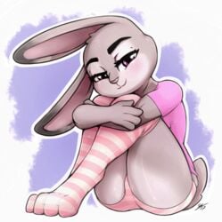 2017 animated anthro anus ass blush breasts clothed clothing digital_media_(artwork) dipstick_ears disney eyelashes female fur half-closed_eyes judy_hopps kneesocks lagomorph looking_at_viewer mammal nude panties pink_nose pussy rabbit secretly_saucy simple_background sitting smile solo striped_socks thick_thighs toe_socks toes underwear wide_hips x-ray zootopia