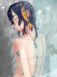 ajaw_(genshin_impact) genshin_impact kinich_(genshin_impact) male shower