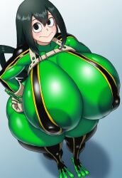 1girls ai_generated artist_request asui_tsuyu big_breasts black_hair bodysuit breasts collarbone female froppy huge_breasts large_breasts my_hero_academia shonen_jump shueisha solo tagme tagme_(artist) tsuyu_asui twitter_link weekly_shonen_jump weekly_shounen_jump