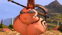 bbw big_ass big_breasts breasts bubble_butt cleavage female final_fantasy_xiv huge_ass huge_breasts lalafell overweight sakupen tagme thick_thighs wide_hips