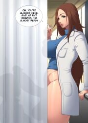 1futa 1girl brown_hair cigarette dickgirl doctor futa_only futanari jujutsu_kaisen shoko_ieiri vicsenpai