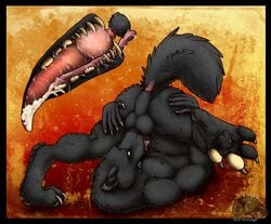 anatomically_correct anatomically_correct_penis animal_genitalia animal_penis anthro anus autofellatio autoknotting backsack ball_nuzzling balls black_fur black_nose canine canine_penis claws cum cum_in_mouth cum_in_own_mouth cum_inside cum_on_self digital_media_(artwork) erection fellatio fur internal knot knotting male male_only mammal masturbation nipples nude oral oral_knotting oral_penetration pawpads paws penetration penile_masturbation penis saliva sex shadow_wolf solo teeth toe_claws tongue upside-down were werewolf wolf x-kid yellow_eyes