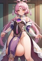 ai_generated animeboi111 bulge fu_xuan_(honkai:_star_rail) futanari gigantic_penis gigantic_testicles hyper_penis