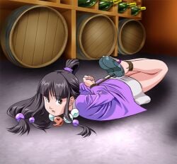 2d 2d_(artwork) black_hair bondage bound capcom female female_focus female_only gyakuten_saiban human humanoid looking_at_viewer maya_fey on_floor sandals