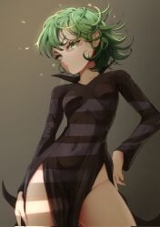 big_thighs breasts curvaceous curvaceous_female curvaceous_figure curvy curvy_figure curvy_hips fat_ass female female_only green_hair looking_at_viewer misterlmaoo one-punch_man short_hair shortstack solo solo_female tatsumaki