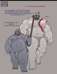 bald bald_man bara bara_ass bara_tiddies bara_tits beard big_muscles bodybuilder brok_(god_of_war) cheeselion2 daddy dilf dog_collar dwarf erect_penis facial_hair god god_of_war huge_muscles kratos large_muscles large_penis long_penis lying_on_back male male_focus male_only masculine masculine_male masculine_man massive_muscles mature_male muscle muscles muscular muscular_arms muscular_ass muscular_back muscular_legs muscular_male muscular_thighs old_man older_male petplay precum red_markings solo_male warrior white_body white_skin