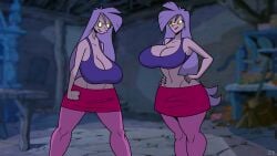 2girls angry angry_expression angry_face artist_signature big_ass big_breasts blurry_background breasts bust busty chest curvaceous curvy curvy_figure disney disney_villains female female_focus green_eyes hips hourglass_figure huge_ass huge_breasts human large_ass large_breasts lavender_hair legs long_hair madam_mim mature_female pale-skinned_female pale_skin purple-skinned_female purple_body purple_hair purple_skin rustysh4ckl3ford slim_waist the_sword_in_the_stone thick thick_legs thick_thighs thighs top_heavy villain villainess voluptuous voluptuous_female wide_hips witch