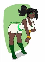 1girls beauty_mark black_hair cleavage dark-skinned_female dark_skin female furiousart green_eyes imani_(zrfurious) jacket mole mole_(marking) mole_on_cheek mole_under_eye ponytail zrfurious