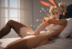 1futa ai_generated anthro autofellatio blowjob breasts bunny_ears bunny_girl bunny_tail cum cumming dalan063 furry futanari masturbation mercy overwatch rabbit rabbit_ears self_suck transformation