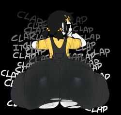 aged_up ass ass_bigger_than_head big_ass bubble_butt cassidy_(fnaf) five_nights_at_freddy's huge_ass plump_ass simple_background sound_effects twerking wardrobe_malfunction