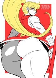 ass big_ass capcom charge_sol dialogue final_fight huge_ass large_ass looking_at_viewer looking_back maki_genryusai muscular_female muscular_thighs panties ponytail red_panties street_fighter tagme thick