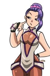 1girls big_breasts bodysuit boob_window breasts clothed cute female gloves hair_bun hand_on_hip helsic king_of_fighters light-skinned_female light_skin long_hair looking_at_penis luong_(kof) no_bra purple_eyes purple_hair seductive seductive_face seductive_look tall tall_female thighs tied_hair wide_hips