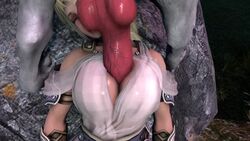 1girls 3d animated blonde_hair breasts canine canine_penis female female_human/male_feral feral human interspecies large_breasts long_hair milf namco no_sound paizuri penis sophitia_alexandra soul_calibur source_filmmaker video zenu zoophilia