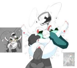 anthro big_ass big_penis blush bulge carrying_position long_arms oc penetration penis_in_pussy rough_sex straight_sex tv_head white_fur white_rabbit